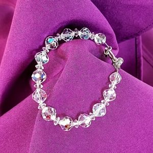 Handcrafted crystal bracelet, with vintage/estate pieces.